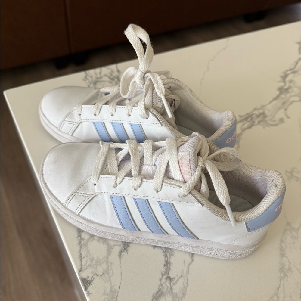Adidas White and Blue Classic Sneakers